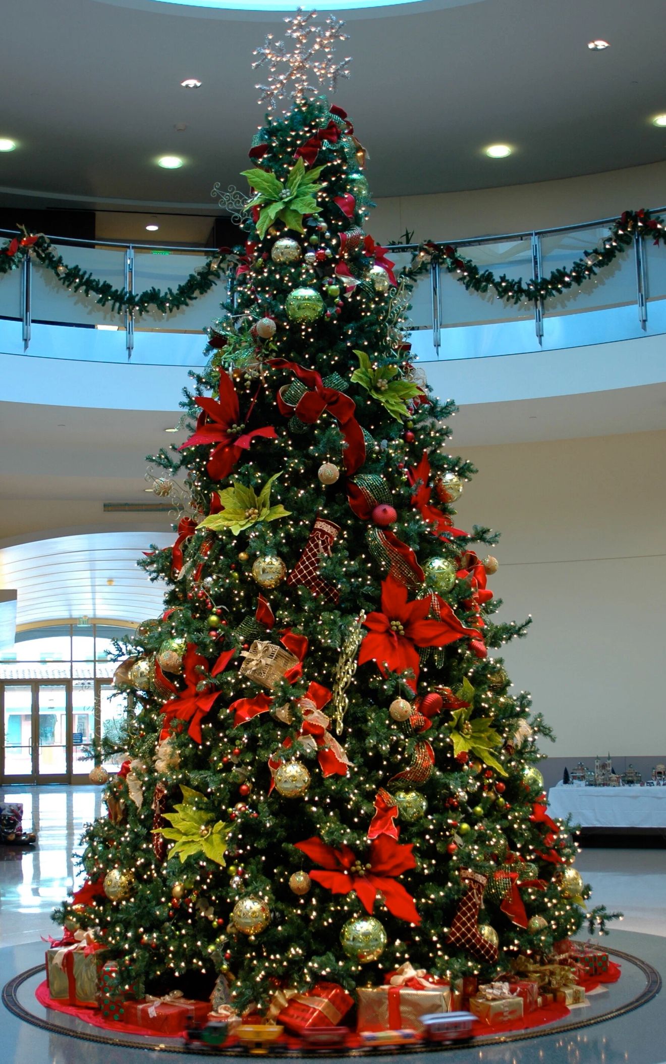 Decorated tree in a corporate lobby
